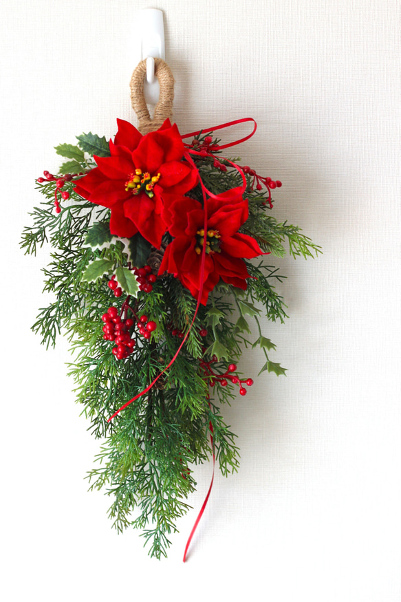 Creema限定【Creema限定】ベルベットポインセチアのクリスマススワッグ