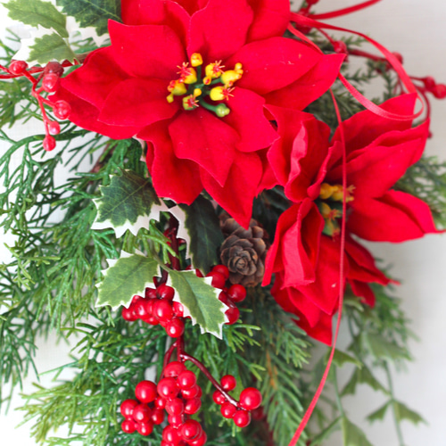 Creema限定】ベルベットポインセチアのクリスマススワッグ アーティ
