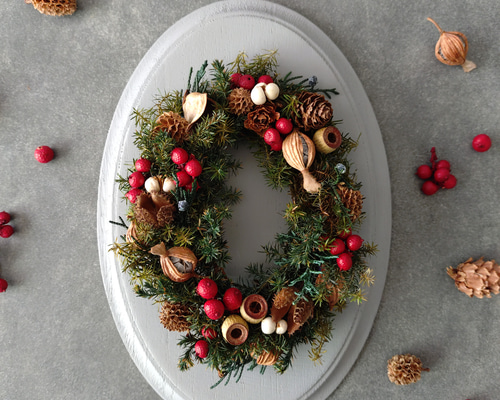 来年も楽しめる★クリスマスリース 絵のように楽しむクリスマスリース プリザーブドフラワー tetateto