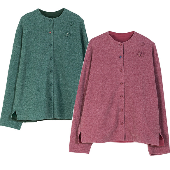 柔らかくて起毛表面ジャケット　綿混紡スタンドカラーカーディガン  ゆったりシルエット　4色　S-XLサイズ　L717 1枚目の画像