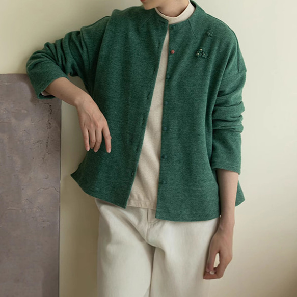 柔らかくて起毛表面ジャケット　綿混紡スタンドカラーカーディガン  ゆったりシルエット　4色　S-XLサイズ　L717 11枚目の画像