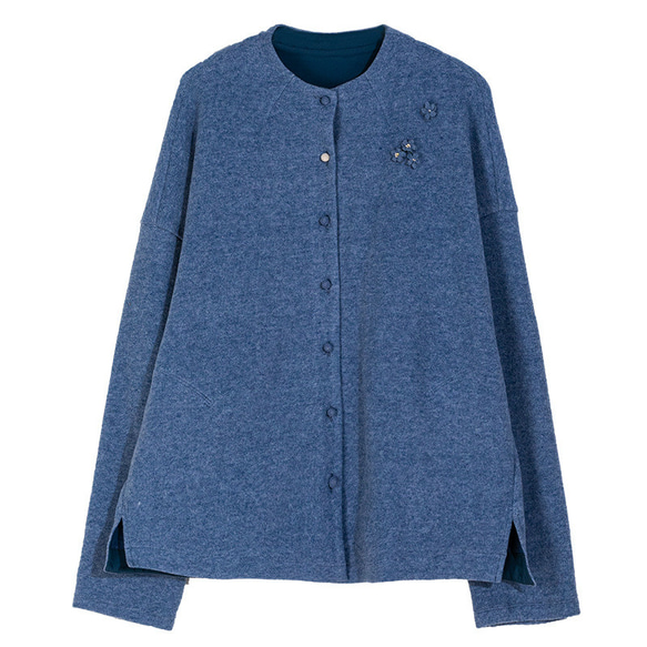 柔らかくて起毛表面ジャケット　綿混紡スタンドカラーカーディガン  ゆったりシルエット　4色　S-XLサイズ　L717 15枚目の画像