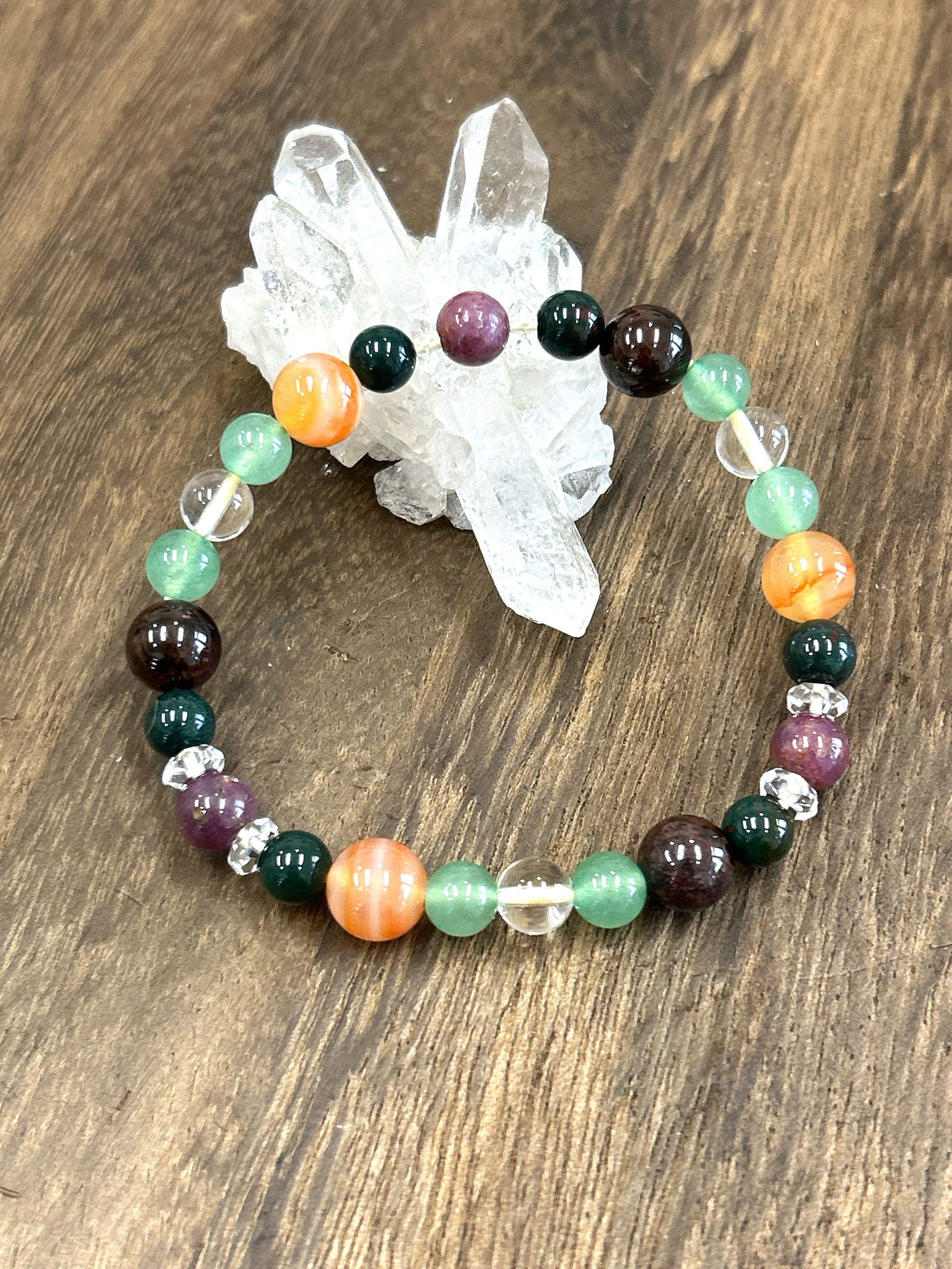 【牡羊座♪ルビー&レッドタイガーアイ】星座石お守りブレスレット♪六芒星♪天然石ブレスレット♪送料無料♪