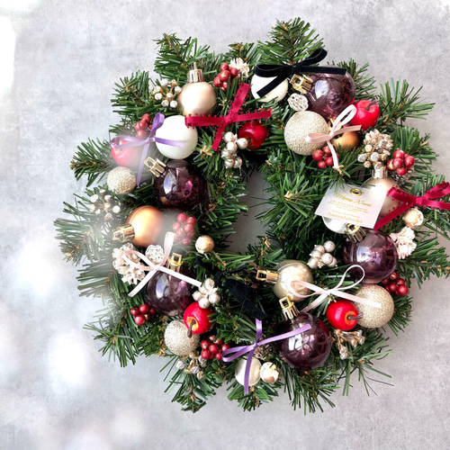 クリスマスリース 鈴とリボン付き 2024 冬 新作 クリスマス リース オーナメント 飾り リボン 花 鈴 ベル