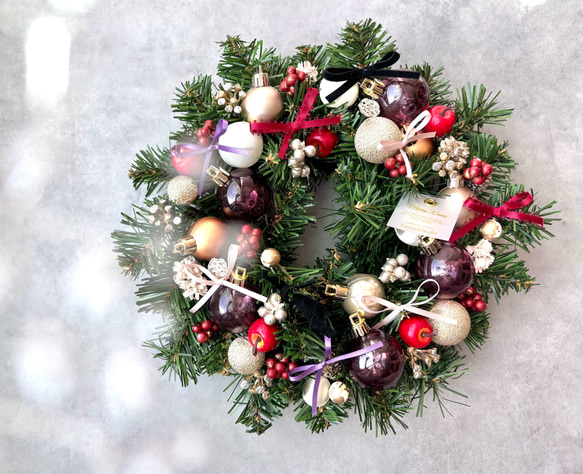 新作/早割】大人可愛いリボンのクリスマスリース／／洗練された