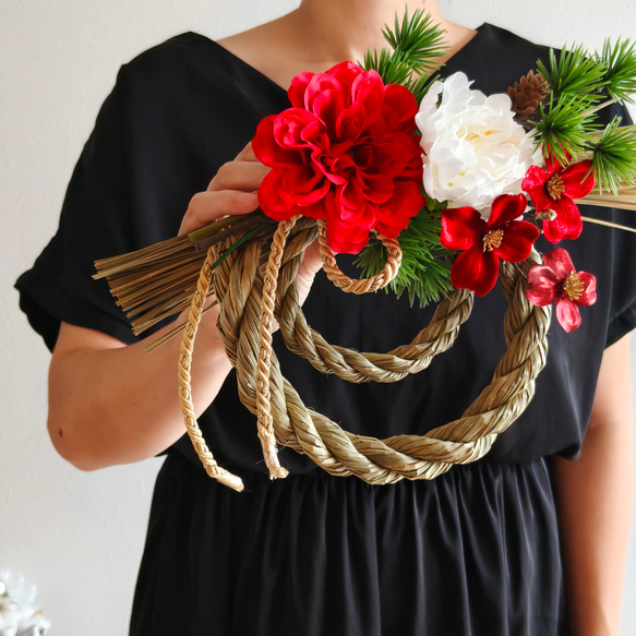 ◆2024年◇しめ縄リース◇ダリア◆ネイビーカラー◆Lサイズ◆お正月飾り ◇2024年◇しめ縄リース◇ダリア◇ネイビーカラー◇Lサイズ◇お正月