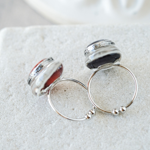 シルバー【8色から選べる】推しカラー：宝石 透明感 レジンリング 推し