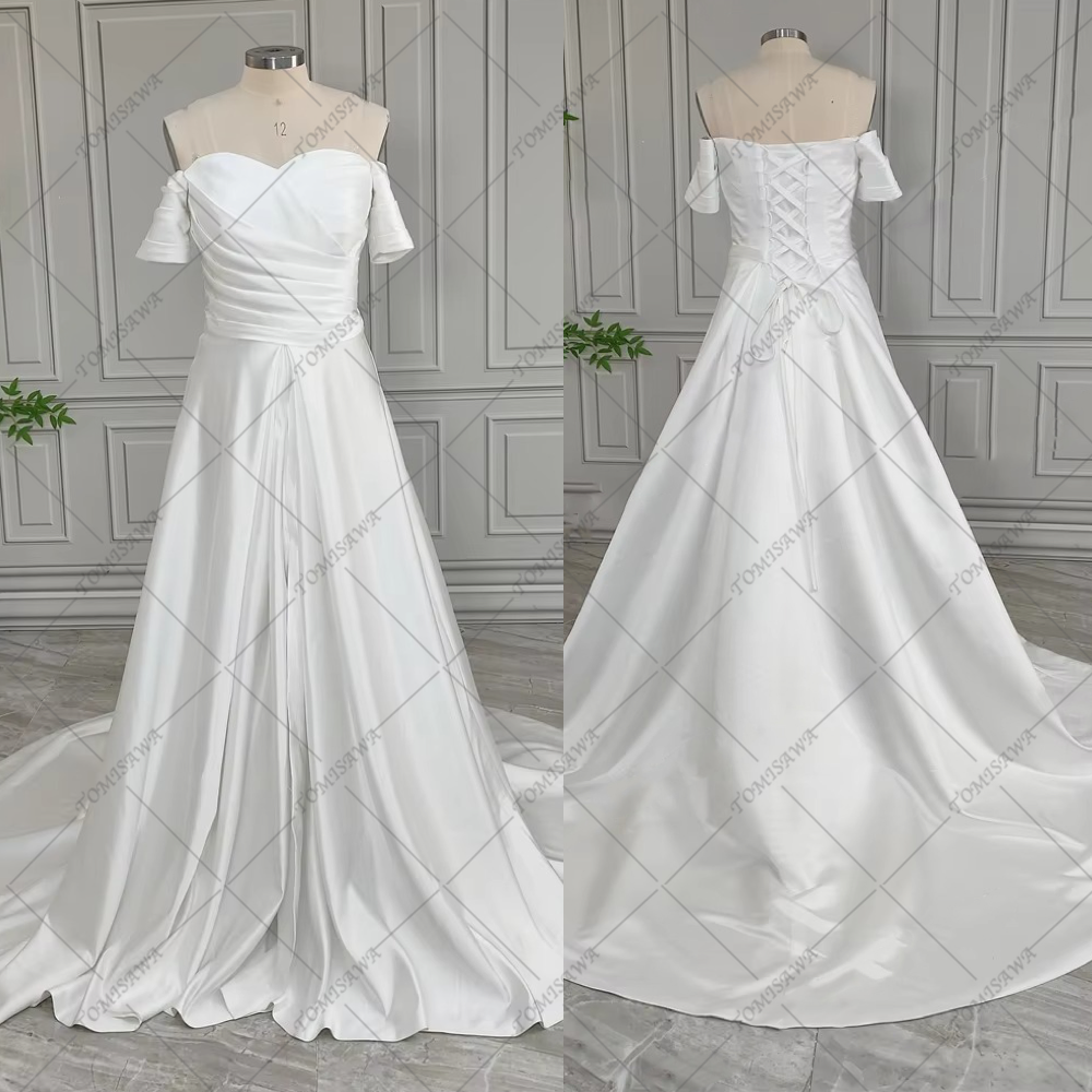 氣質 半袖 上品 ウェディングドレス 二次会 結婚式 パーティードレス  F953