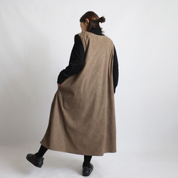 ⁑秋の新作　１１２cm　ニット コーデュロイ生地　Vネック　ワンピース ジャンスカ　ゆったり　ブラウンK09B 9枚目の画像