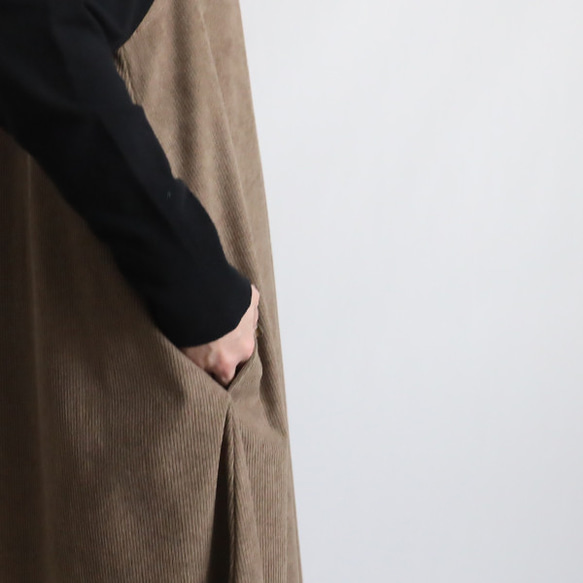 ⁑秋の新作　１１２cm　ニット コーデュロイ生地　Vネック　ワンピース ジャンスカ　ゆったり　ブラウンK09B 15枚目の画像