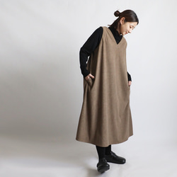 ⁑秋の新作　１１２cm　ニット コーデュロイ生地　Vネック　ワンピース ジャンスカ　ゆったり　ブラウンK09B 10枚目の画像