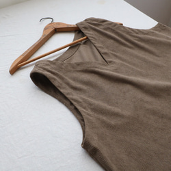 ⁑秋の新作　１１２cm　ニット コーデュロイ生地　Vネック　ワンピース ジャンスカ　ゆったり　ブラウンK09B 6枚目の画像