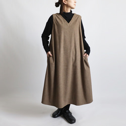 ⁑秋の新作　１１２cm　ニット コーデュロイ生地　Vネック　ワンピース ジャンスカ　ゆったり　ブラウンK09B 16枚目の画像