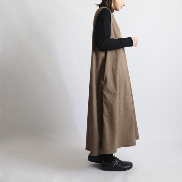 ⁑秋の新作　１１２cm　ニット コーデュロイ生地　Vネック　ワンピース ジャンスカ　ゆったり　ブラウンK09B 8枚目の画像
