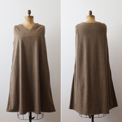 ⁑秋の新作　１１２cm　ニット コーデュロイ生地　Vネック　ワンピース ジャンスカ　ゆったり　ブラウンK09B 11枚目の画像