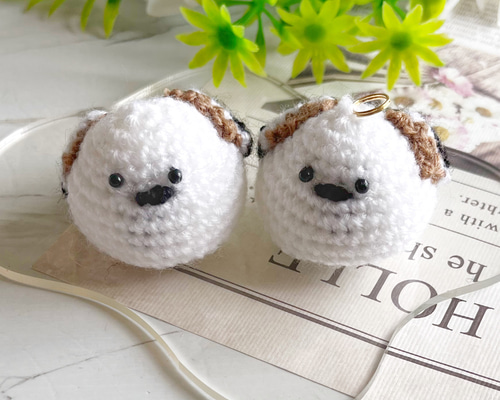 A25 シマエナガ (小) あみぐるみ キーホルダー チャーム 北海道 鳥