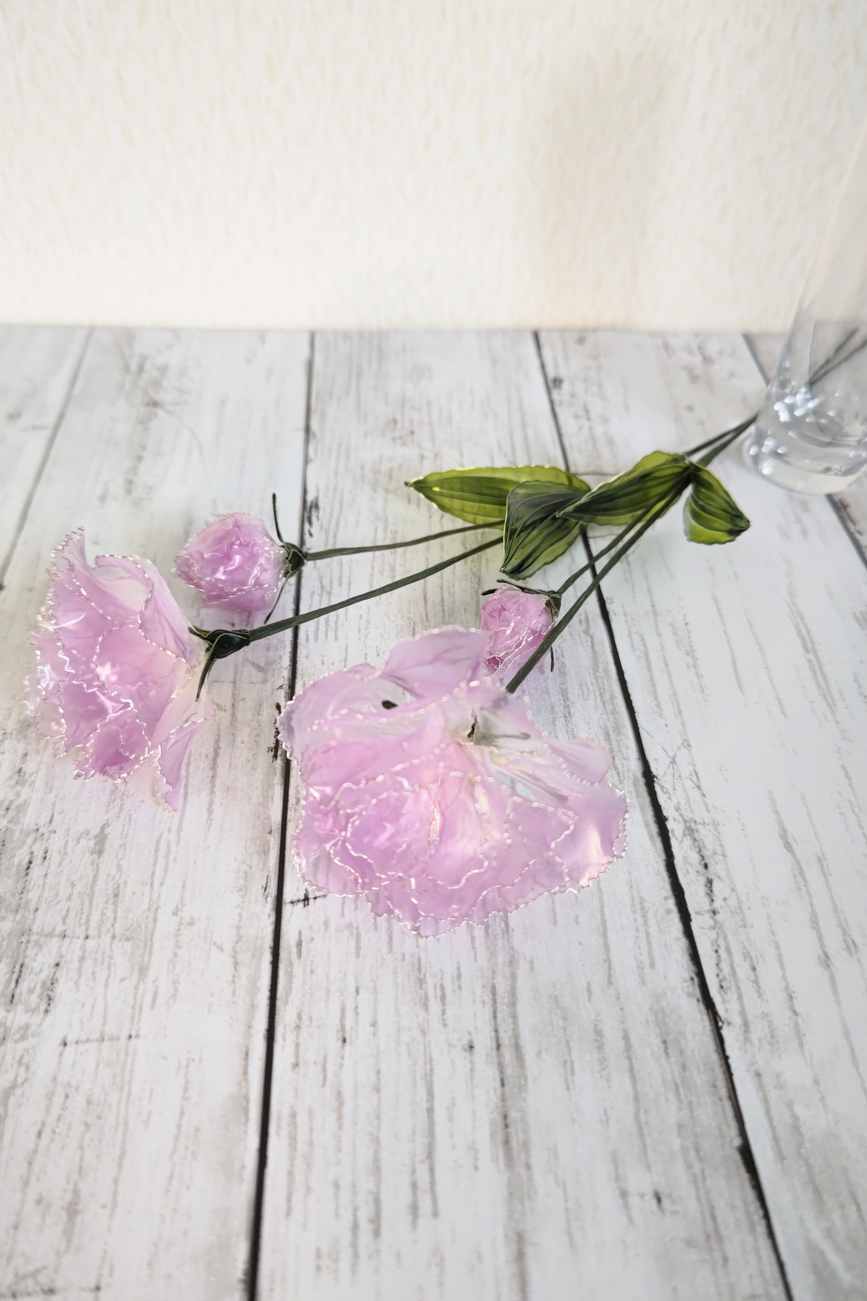 トルコキキョウ　パープル　2本セット（蕾付き）/アメリカンフラワー/ディップアート