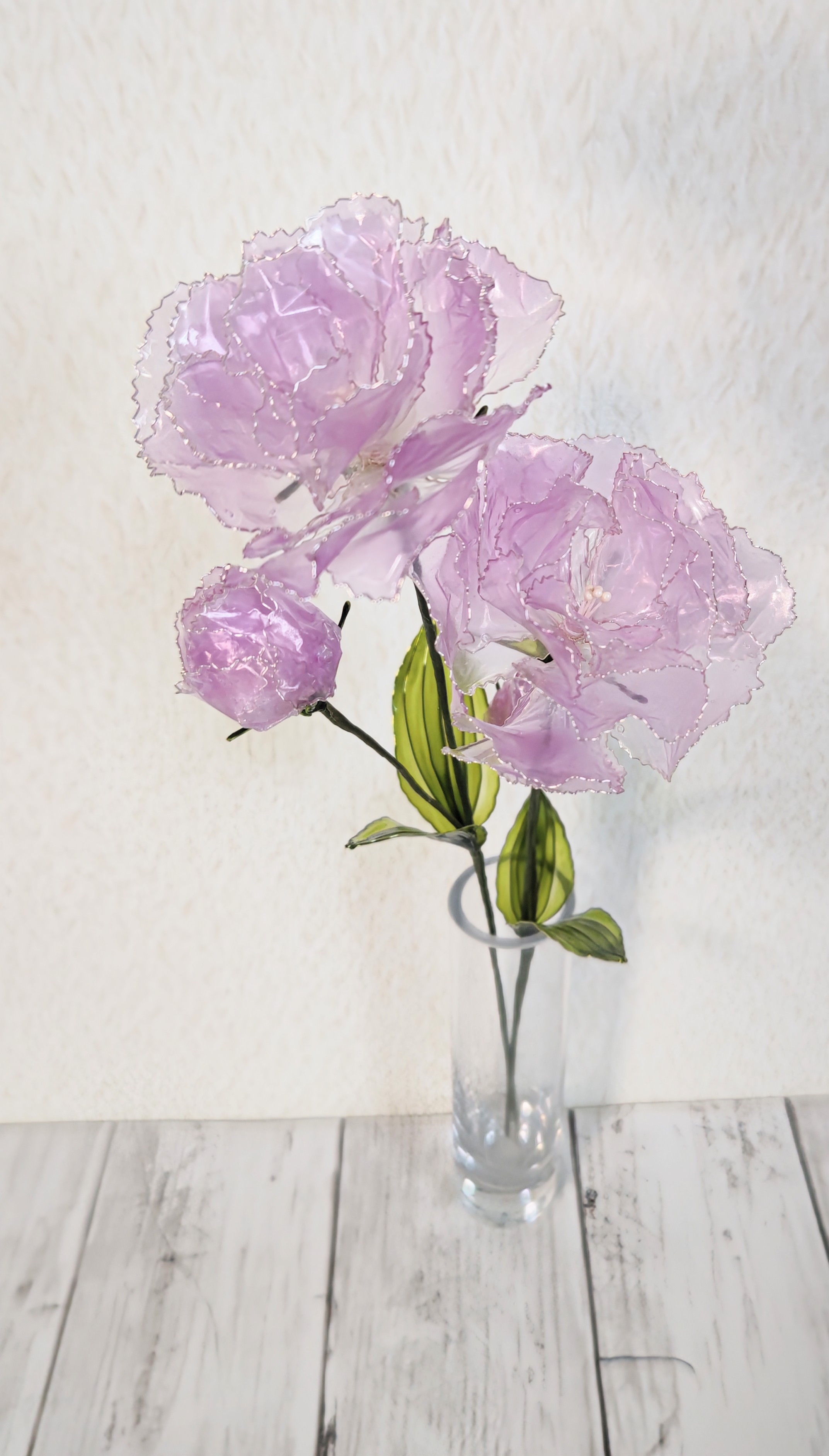 トルコキキョウ　パープル　2本セット（蕾付き）/アメリカンフラワー/ディップアート