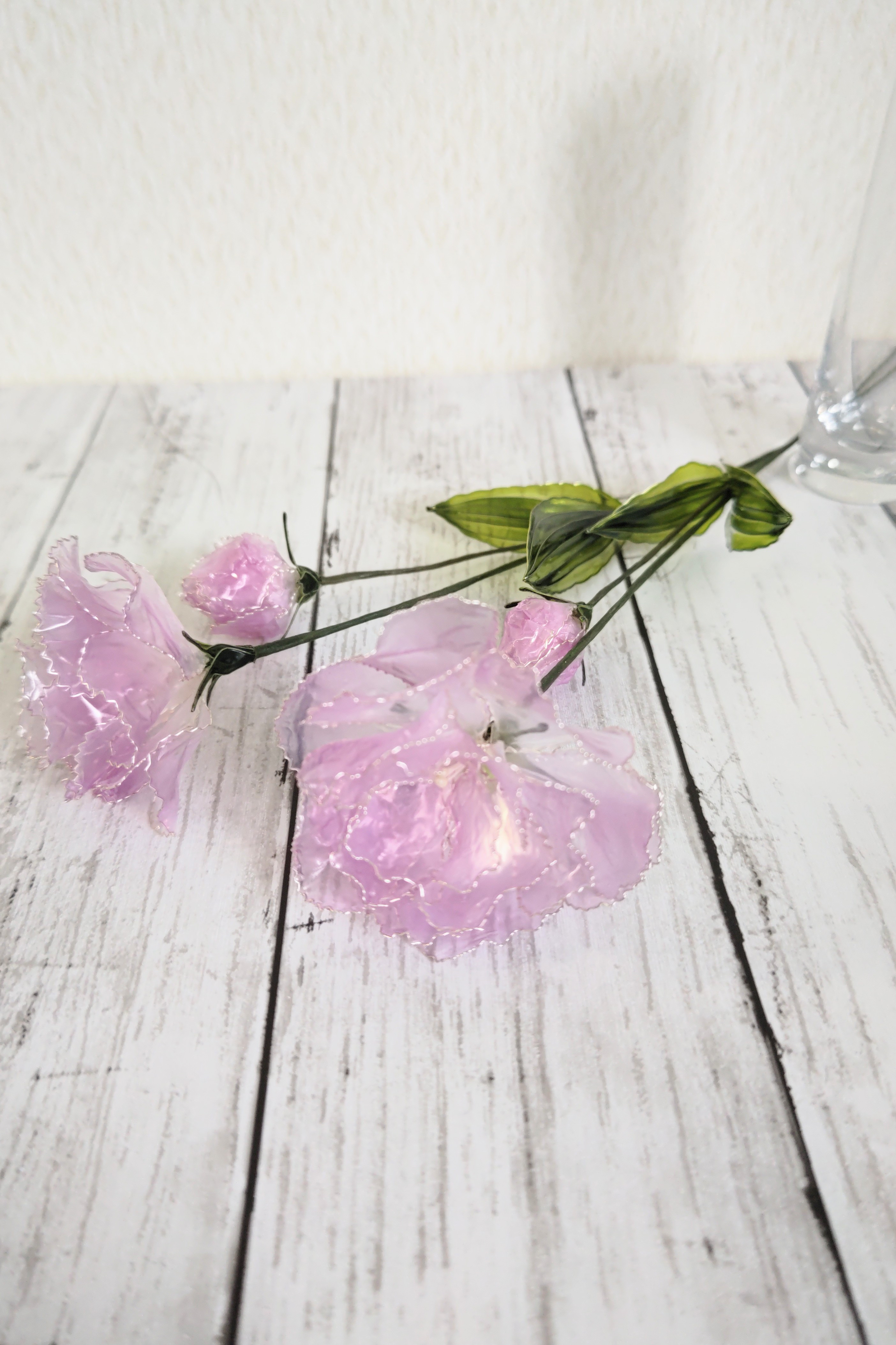 トルコキキョウ　パープル　2本セット（蕾付き）/アメリカンフラワー/ディップアート