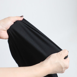 ⁂秋の新作　スムース伸縮ストレッチ Tシャツ カットソー生地　パフ袖　プルオーバー ゆったり　トップス　黒　K14 9枚目の画像