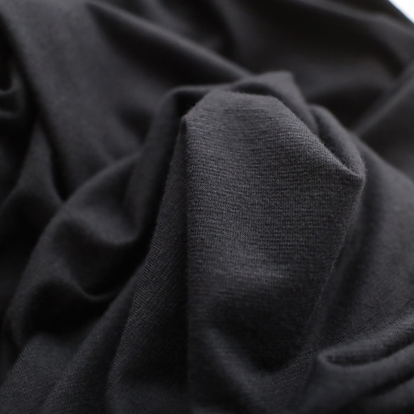 ⁂秋の新作　スムース伸縮ストレッチ Tシャツ カットソー生地　パフ袖　プルオーバー ゆったり　トップス　黒　K14 11枚目の画像