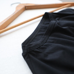 ⁂秋の新作　スムース伸縮ストレッチ Tシャツ カットソー生地　パフ袖　プルオーバー ゆったり　トップス　黒　K14 4枚目の画像