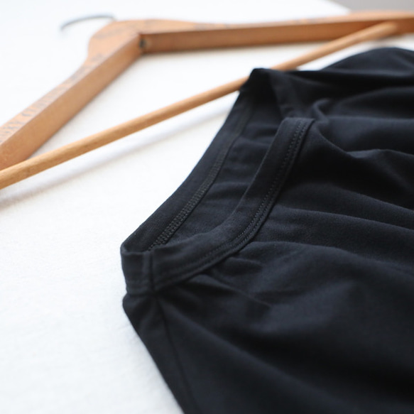 ⁂秋の新作　スムース伸縮ストレッチ Tシャツ カットソー生地　パフ袖　プルオーバー ゆったり　トップス　黒　K14 4枚目の画像