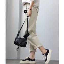 本革 ナッパレザー ボディバッグ ミニショルダー ブラック 男女兼用 18枚目の画像