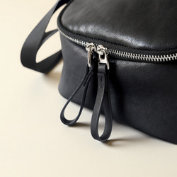 本革 ナッパレザー ボディバッグ ミニショルダー ブラック 男女兼用 6枚目の画像