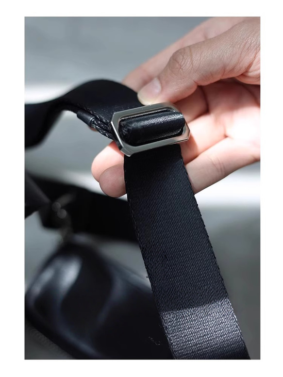 本革 ナッパレザー ボディバッグ ミニショルダー ブラック 男女兼用 15枚目の画像