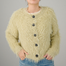 ﾓﾘﾉｶﾞｯｺｳ 洗えるふわふわニット シャギーニットカーディガン（若草色）｜mg-nt11-gr 9枚目の画像