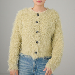 ﾓﾘﾉｶﾞｯｺｳ 洗えるふわふわニット シャギーニットカーディガン（若草色）｜mg-nt11-gr 2枚目の画像