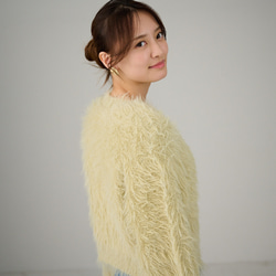 ﾓﾘﾉｶﾞｯｺｳ 洗えるふわふわニット シャギーニットカーディガン（若草色）｜mg-nt11-gr 13枚目の画像