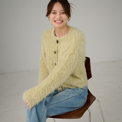 ﾓﾘﾉｶﾞｯｺｳ 洗えるふわふわニット シャギーニットカーディガン（若草色）｜mg-nt11-gr 5枚目の画像