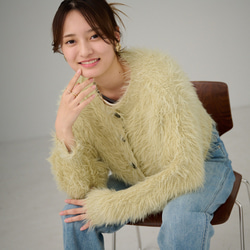 ﾓﾘﾉｶﾞｯｺｳ 洗えるふわふわニット シャギーニットカーディガン（若草色）｜mg-nt11-gr 12枚目の画像