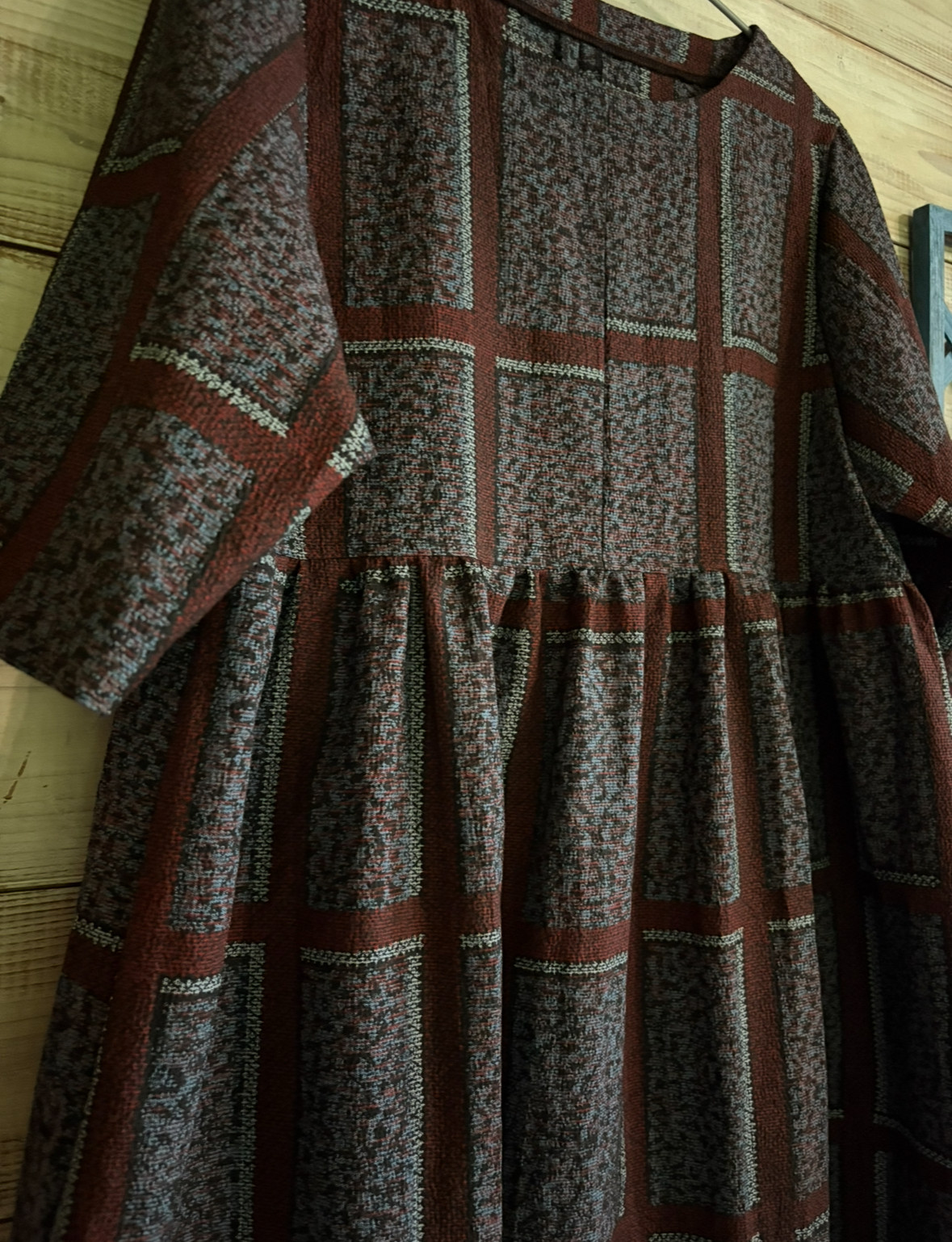 着物リメイク切り替えギャザーワンピース