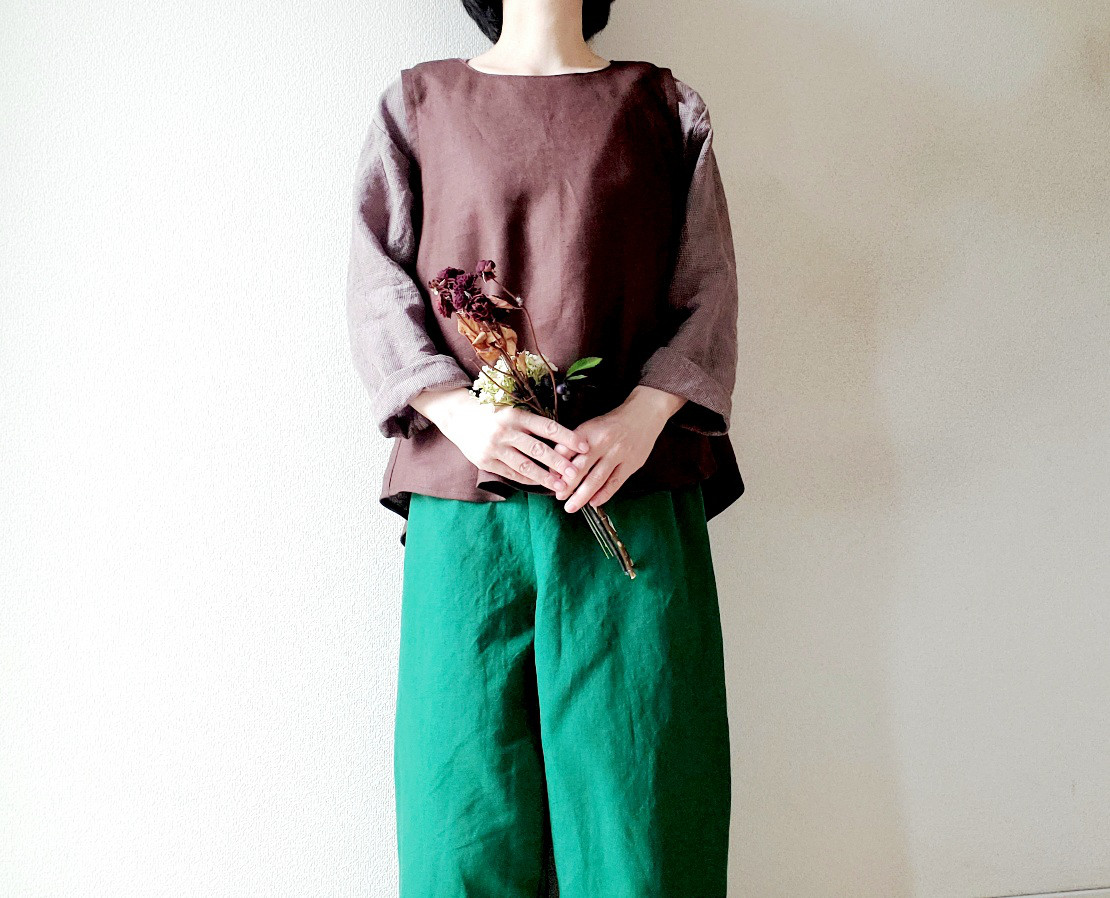 【秋色限定一着】ベストにもなる♡さらりと心地よいノースリーブのプルオーバー　linen100%