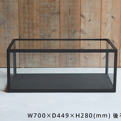 受注製作品】アイアン ガラスショーケース 1段 ブラック 天面持ち手