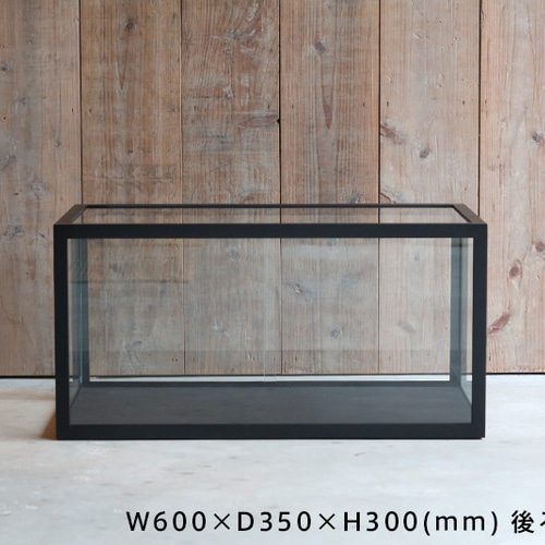 受注製作品】アイアン ガラスショーケース 1段 ブラック 天面持ち手