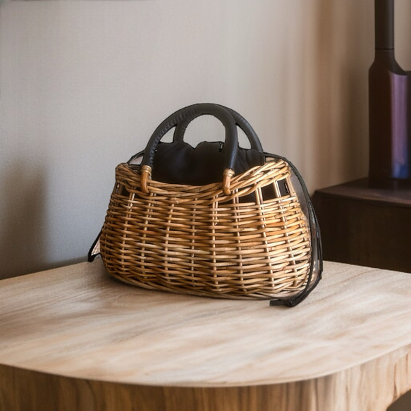 ふわふわファー冬のかごバッグ　一年中使えるかごバッグ 8枚目の画像