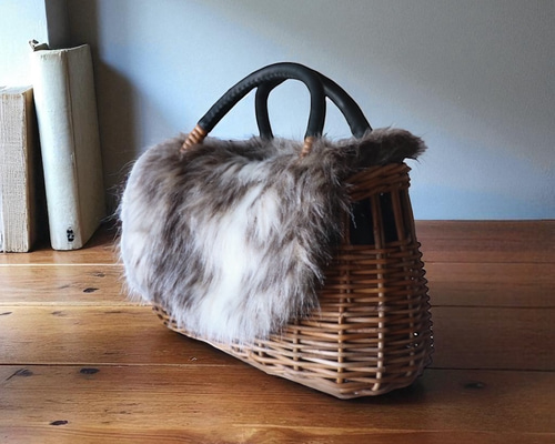 ふわふわファー冬のかごバッグ 一年中使えるかごバッグ かごバッグ mi