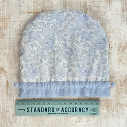 【L】内袋が２部屋に分かれていて便利♪『LIBERTY＆ハーフリネンの巾着袋』 フェリシテ（薄水色）／くすみサックス 3枚目の画像