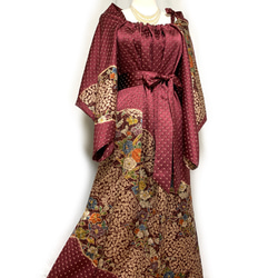 極上【正絹】着物リメイク 豪華総絞りの振袖ドレス／キャミワンピース