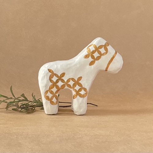 2026干支 午 正月飾り 招福 馬 張り子 張子 七宝模様 はりこ 干支