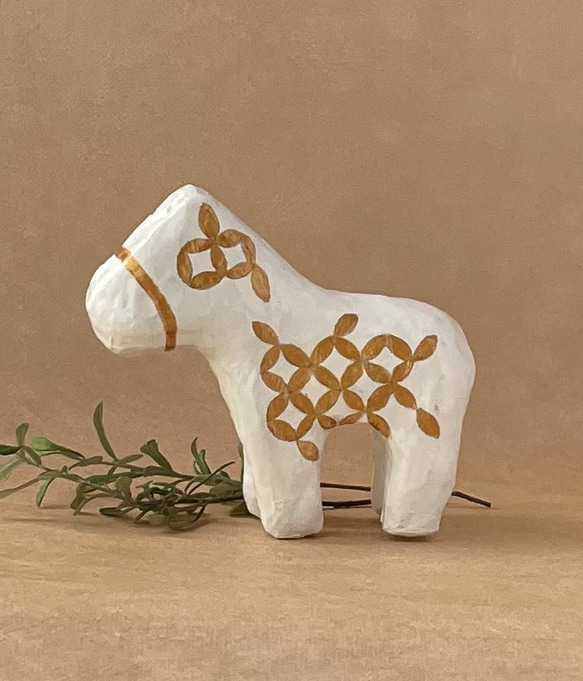 2026干支 午 正月飾り 招福 馬 張り子 張子 七宝模様 はりこ 干支