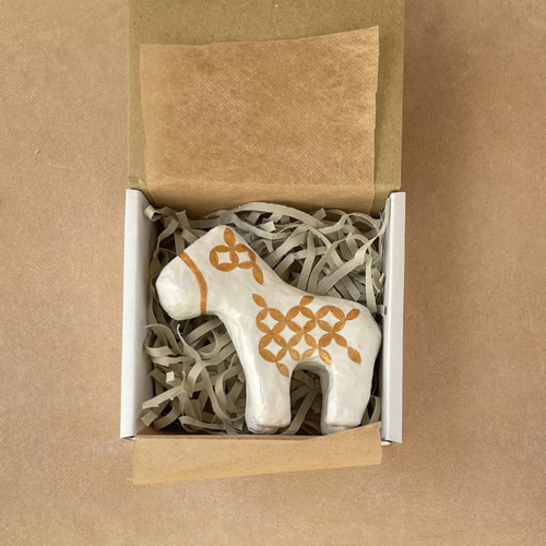 2026干支 午 正月飾り 招福 馬 張り子 張子 七宝模様 はりこ 干支