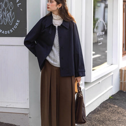 2色 きれいめ オトナ女子のショート丈コート【春秋】ネイビーブルー・ベージュ 14枚目の画像