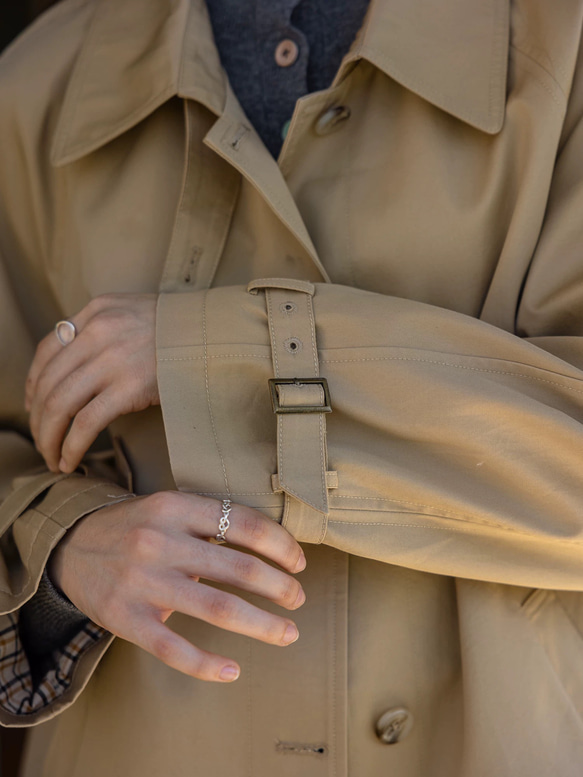 2色 きれいめ オトナ女子のショート丈コート【春秋】ネイビーブルー・ベージュ 7枚目の画像