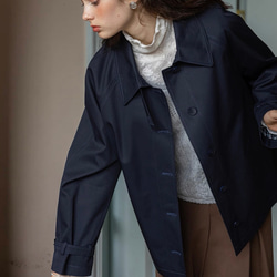 2色 きれいめ オトナ女子のショート丈コート【春秋】ネイビーブルー・ベージュ 9枚目の画像