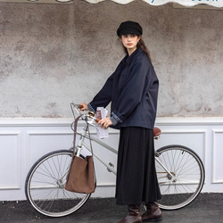 2色 きれいめ オトナ女子のショート丈コート【春秋】ネイビーブルー・ベージュ 15枚目の画像